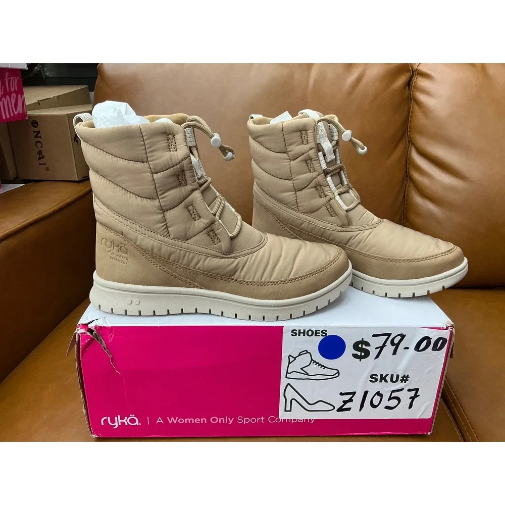 Ryka Solace Winter Boots Womens 6.5 Brown Water Repellent Quilted Puffer